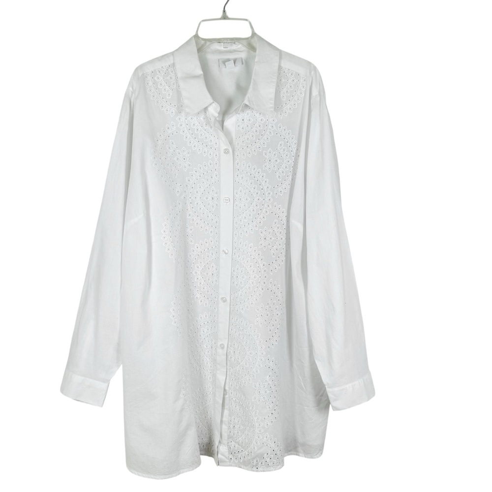 J. Jill White Eyelet Button-Down Shirt